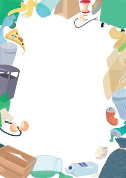 Garbage frame bordering empty space representing recycling concept vector