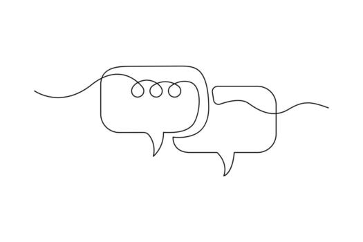 Isolated continuous line speech bubble artwork minimal drawing on white vector