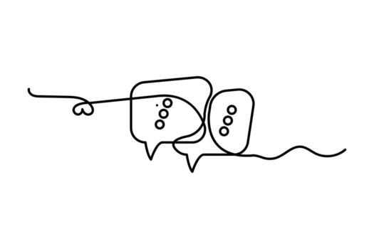 Isolated minimalist speech bubble outline drawing in one continuous line artistic style vector
