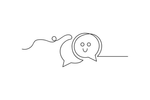 Continuous one line speech bubble drawing minimalist design isolated white background vector