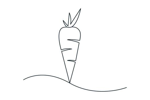 Isolated carrot drawing in minimalist continuous one line outline style on white background vector