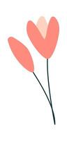Flower On Stem Flat Illustration Icon vector