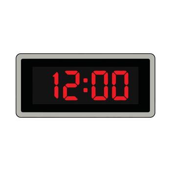 Digital Clock Displaying Twelve OClock with Red LED Digits. vector