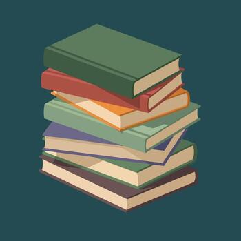 Stack of colorful hardcover books in isometric view. vector