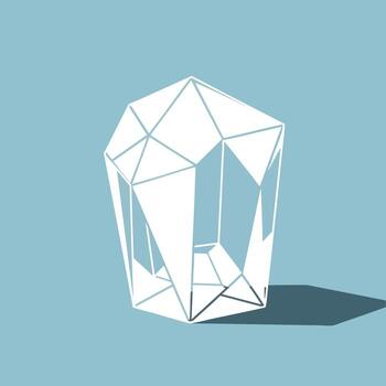 Geometric White Crystal with Angular Facets and Shadow. vector
