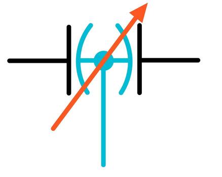 Variable Capacitor Symbol with Center Tap - Electronic Component vector