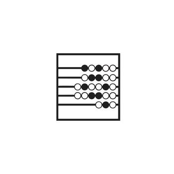 Black and white line art icon of a classic abacus counting frame. vector