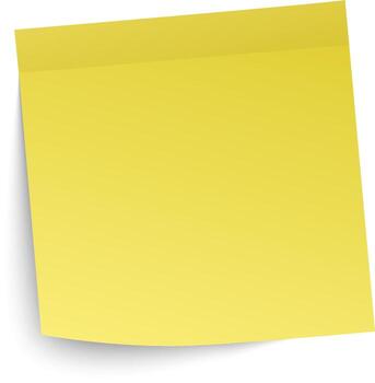 Yellow sticky note casting a shadow on a white background, creating a simple yet effective visual representation of a blank canvas for ideas, reminders, or messages vector