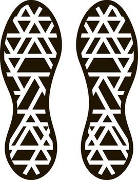 Shoe prints with a geometric pattern are isolated on white background, representing walking, footwear, evidence, investigation, or a journey vector