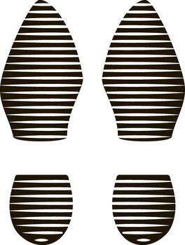 negro y blanco zapato huellas dactilares con un a rayas modelo representando caminando adelante y en pie aún, simbolizando movimienot, progreso, y estabilidad vector