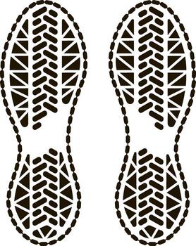 Shoe print featuring a geometric tread pattern creates a distinct impression, perfectly representing themes of walking, tracking, evidence, and various footwear applications vector