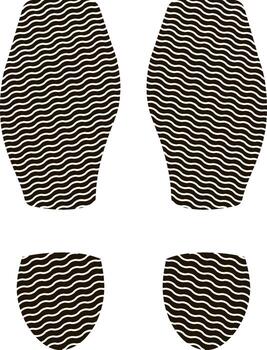 negro zapato huellas dactilares con ondulado modelo representando único huella identificación, evidencia reunión, o forense Ciencias investigación en aislado blanco antecedentes vector