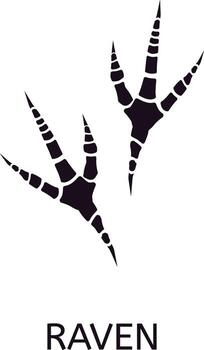 Raven footprints displaying distinct claws and toes on a white background, capturing the essence of wildlife tracking and aiding in bird identification within nature vector