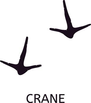 Pair of crane footprints isolated on a white background, showcasing the distinct marks left by the bird's movement and indicating its direction of travel through the environment vector