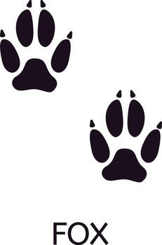Two black fox paw prints creating a distinct trail on a white background, perfect for themes related to wildlife, animals, or hunting adventures in nature vector