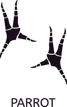 Parrot footprint showing zygodactyl feet, typical arrangement with two toes pointing forward and two toes pointing backward, useful for gripping branches and climbing trees vector