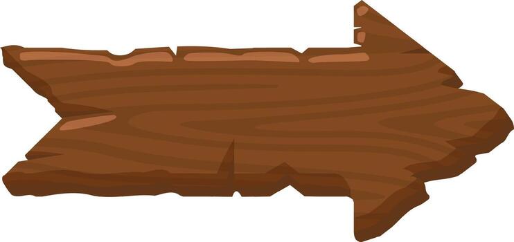 Wooden arrow sign pointing to the right side with irregular borders, isolated on a white background, providing clear direction and rustic charm vector