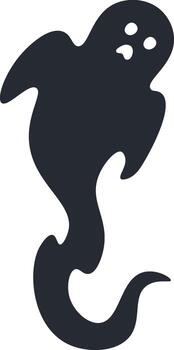 minimalista ilustración de un escalofriante fantasma flotante con Víspera de Todos los Santos vibraciones en oscuro dibujos animados estilo con un blanco fondo, Perfecto para Víspera de Todos los Santos proyectos vector