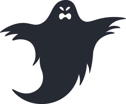 Spooky ghost floating with open arms and an angry expression, creating a chilling and eerie atmosphere ideal for Halloween themed projects and decorations. Perfect for evoking fear vector