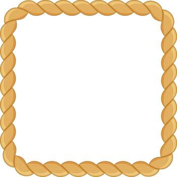 Square frame crafted from thick, textured rope, forming a rustic and nautical border with ample empty space perfect for adding design elements and text vector