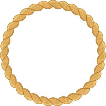 Realistic illustration of a nautical rope creating a circular frame, isolated on a white background, perfect for maritime or sailing themed projects vector