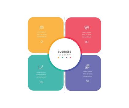 4 part square shape rectangle colorful business info graph vector