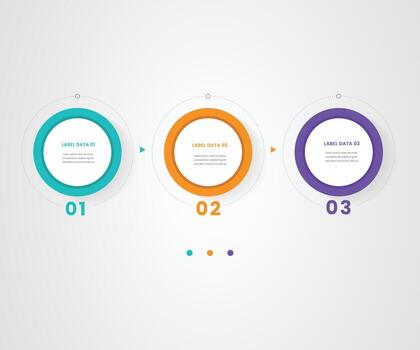 3 circle with number colorful business info graph with thin line vector