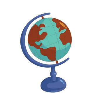 a globe on a stand with a blue base vector