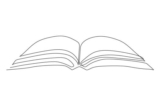 Continuous one line drawing of open text book for study. Back to school minimalist, education concept. vector