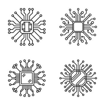 Macro Shot of an Electronic Circuit Board with Microchips and Glowing Paths vector