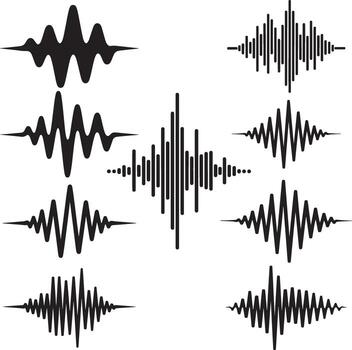Abstract explanation of sound waves patterns vector