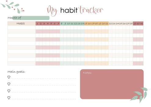 Daily Habit Tracker Sheet for Printable Planners. Elegant Minimal Design in Soft Pastel Palette. Perfect for Self Discipline and Routine Building. vector