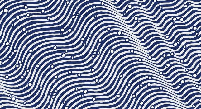 Hand drawn brush line abstract waves and water with bubbles pattern, Japanese and ethnic folk wood carving, block print distressed texture background, simple graphic for textile vector