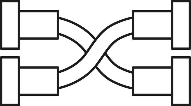 Intertwined cables with rectangular connectors vector