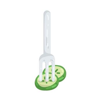 Illustration of Fork with Cucumber Slices vector