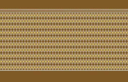 Design of white square fabric pattern alternating with floral pattern, brown background for printing vector