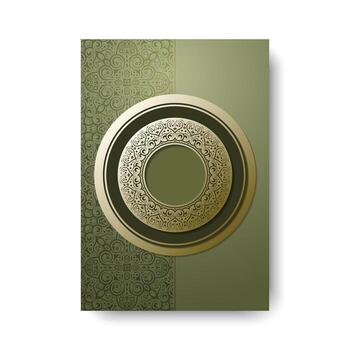 Golden Circle Frame with Intricate Pattern on Green Cover vector
