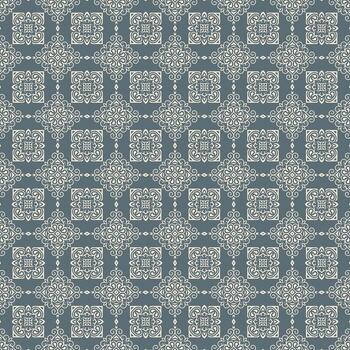 Ornamental Damask Seamless Pattern with Floral Design and Geometric Element vector