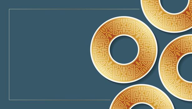 Golden Circle Ornament Frame with Abstract Pattern Elegant Background vector