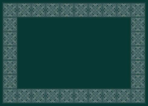 Elegant Decorative Square Frame Design with Geometric Motifs and Dark Teal Background vector