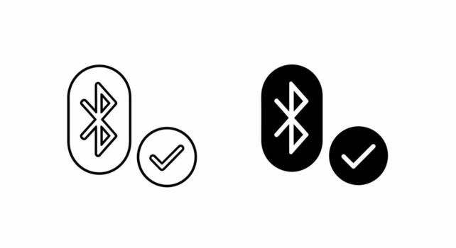 Bluetooth Icon with Checkmark, Two Styles, Technology Symbol vector