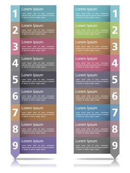 secuencia de elementos con números y texto vector