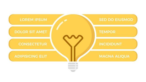 Yellow bulb with eight elements for your text vector