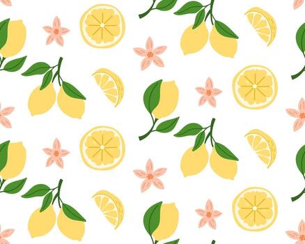 Seamless pattern with lemon grove. Summer pattern for fabric or wallpaper. illustration. vector