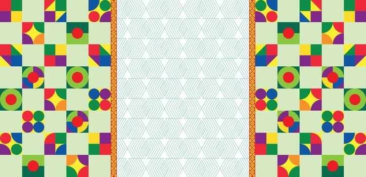 Decorative Geometric Border Background with Light Blue Line Pattern in Center and Ethnic Style vector
