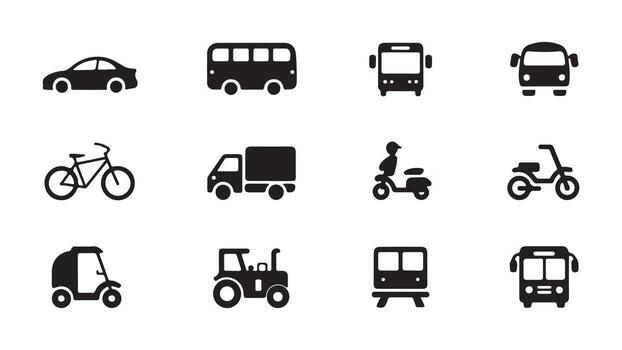 Modern various transportation icons set for digital and print applications vector