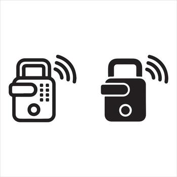 Two styles of smart lock symbols with wireless signals vector
