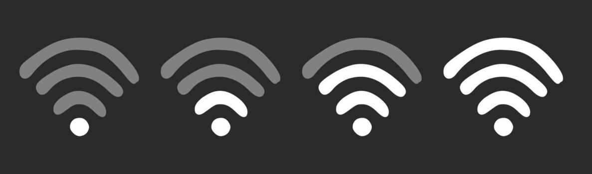 Wi-fi connection hand drawn icon strength of network connection round icons internet available wifi symbols handmade vector