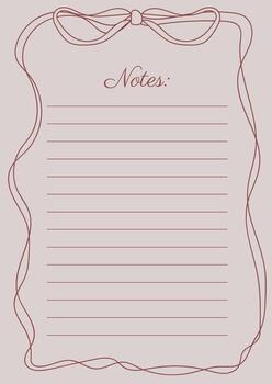 Notes Sheet In Whimsical Retro Coquette Outlined Hand Drawn Doodle Asymmetric Ribbon Frame With Bow Design vector