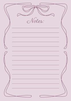 Note Sheet In Whimsical Coquette Outlined Hand Drawn Frame Design vector